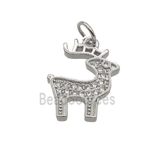 Copper Reindeer Pendant Pave Zircon Christmas Platinum Plated