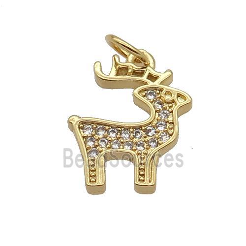 Copper Reindeer Pendant Pave Zircon Christmas Gold Plated