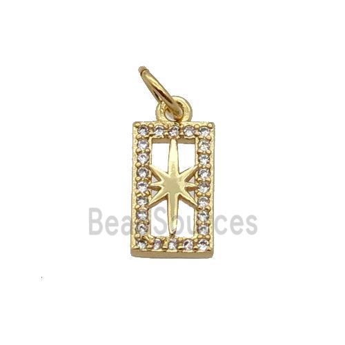 Copper Rectangle Pendant Pave Zircon Northstar Gold Plated