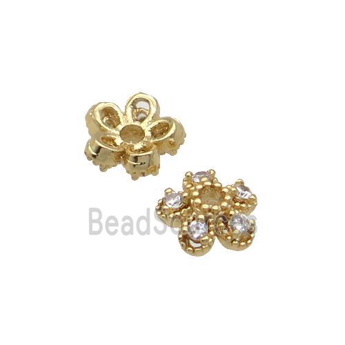 Copper BeadCaps Pave Zircon Gold Plated