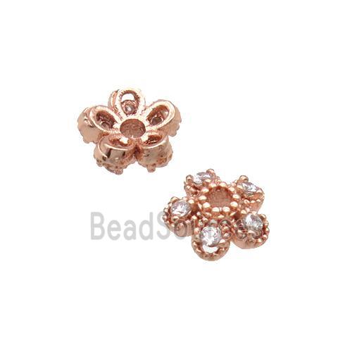 Copper BeadCaps Pave Zircon Rose Gold