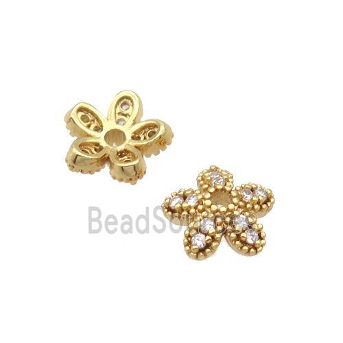 Copper BeadCaps Pave Zircon Gold Plated