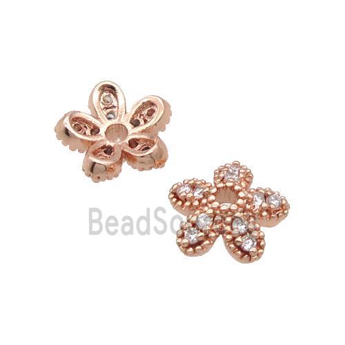 Copper BeadCaps Pave Zircon Rose Gold