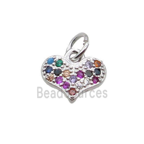 Copper Heart Pendant Pave Zircon Platinum Plated