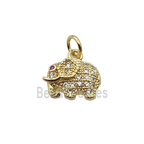 Copper Elephant Pendant Pave Zircon Gold Plated