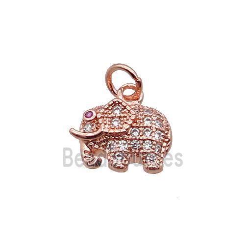 Copper Elephant Pendant Pave Zircon Rose Gold