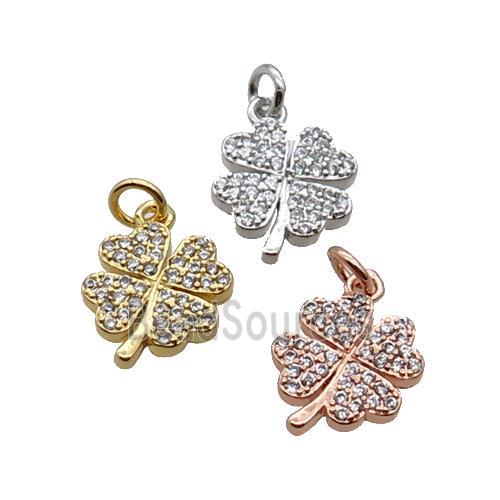 Copper Clover Pendant Pave Zircon Mixed