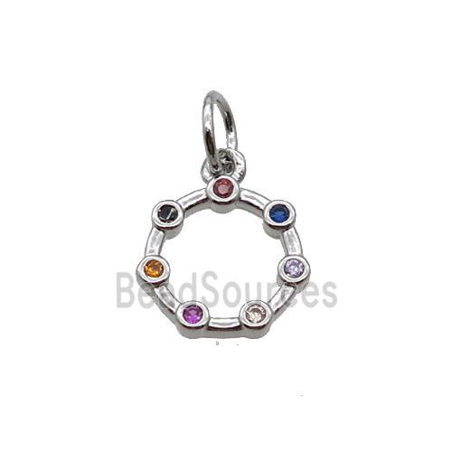 Copper Circle Pendant Pave Zircon Platinum Plated