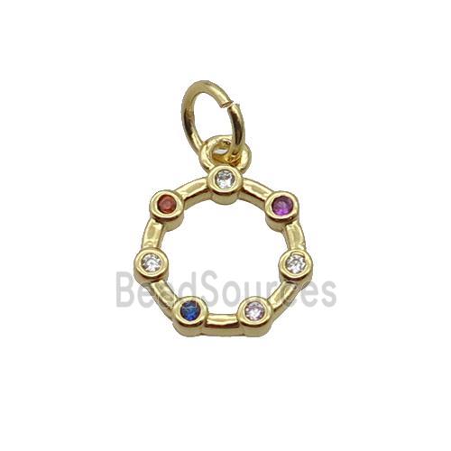 Copper Circle Pendant Pave Zircon Gold Plated