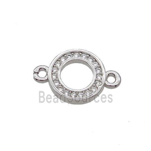 Copper Circle Connector Pave Zircon Platinum Plated