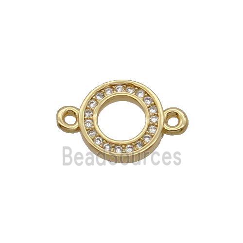 Copper Circle Connector Pave Zircon Gold Plated