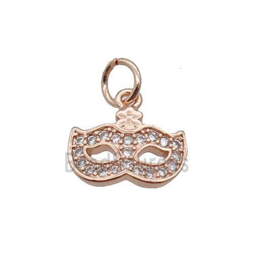 Copper EyeMask Pendant Pave Zircon Rose Gold