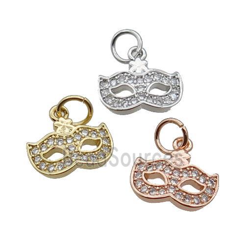 Copper EyeMask Pendant Pave Zircon Mixed