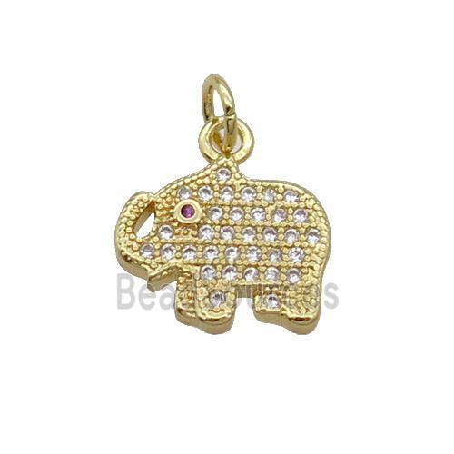 Copper Elephant Pendant Pave Zircon Gold Plated