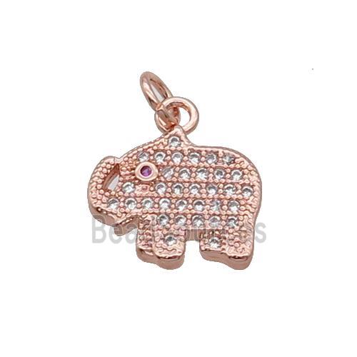 Copper Elephant Pendant Pave Zircon Rose Gold