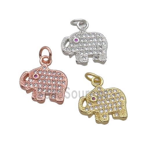 Copper Elephant Pendant Pave Zircon Mixed