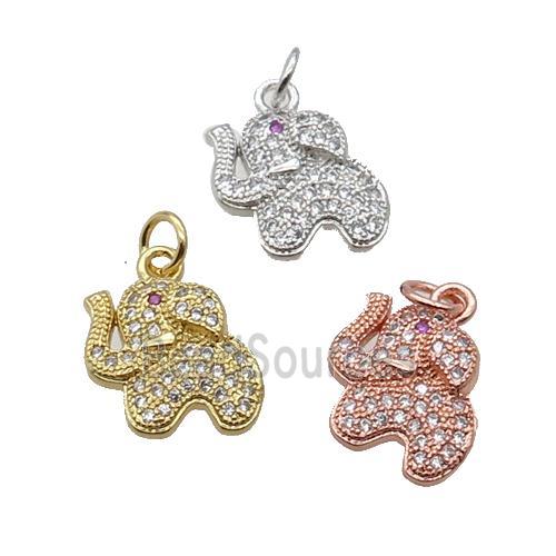 Copper Elephant Pendant Pave Zircon Mixed