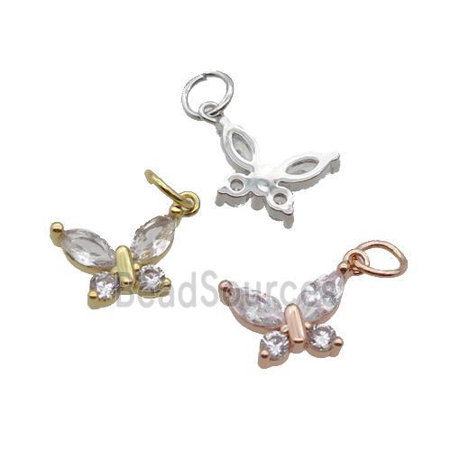 Copper Butterfly Pendant Pave Zircon Mixed