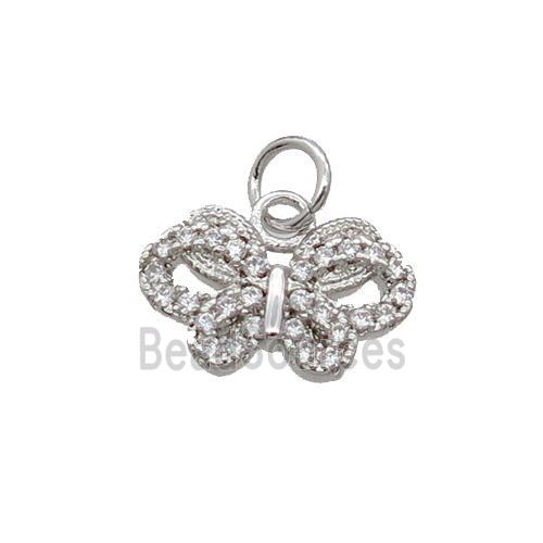 Copper Butterfly Pendant Pave Zircon Platinum Plated