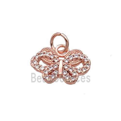 Copper Butterfly Pendant Pave Zircon Rose Gold