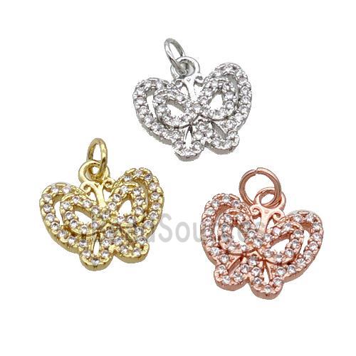 Copper Butterfly Pendant Pave Zircon Mixed