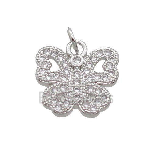 Copper Butterfly Pendant Pave Zircon Platinum Plated