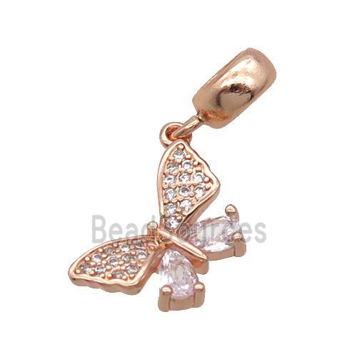 Copper Butterfly Pendant Pave Zircon Rose Gold