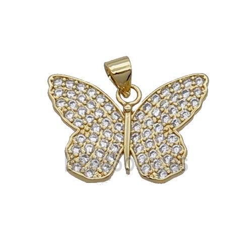 Copper Butterfly Pendant Pave Zircon Gold Plated