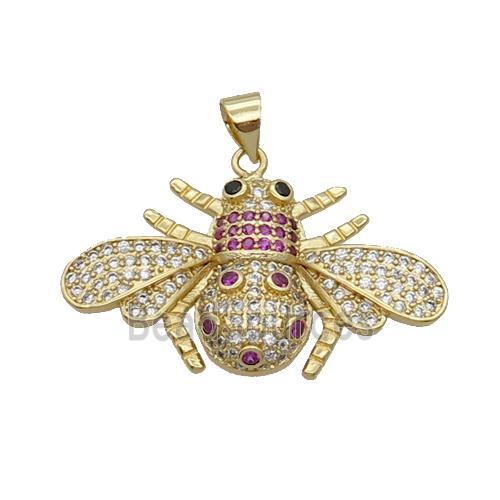 Copper Honeybee Pendant Pave Zircon Gold Plated