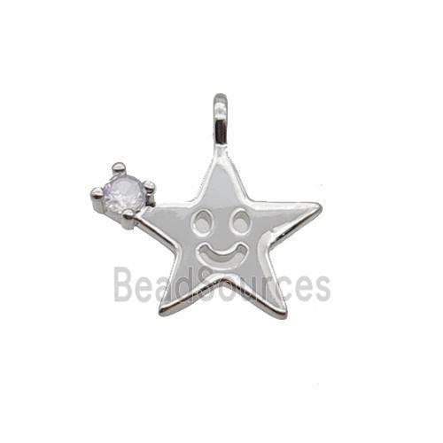 Copper Star Pendant Pave Zircon Smileface Platinum Plated