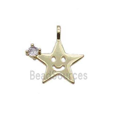 Copper Star Pendant Pave Zircon Smileface Gold Plated