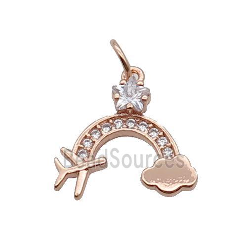 Copper Rainbow Pendant Pave Zircon Airplane Rose Gold