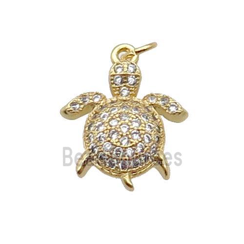 Copper Tortoise Pendant Pave Zircon Gold Plated