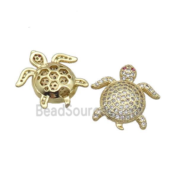 Copper Tortoise Beads Pave Zircon Gold Plated