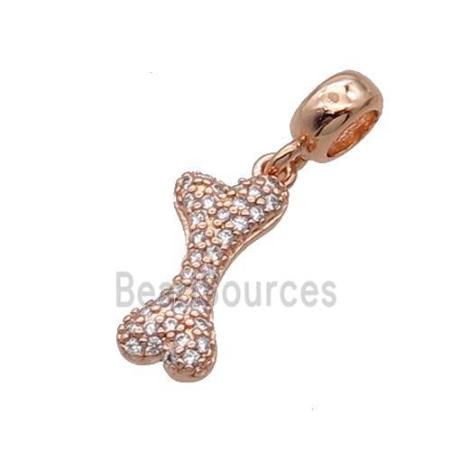 Copper DogBone Pendant Pave Zircon Rose Gold