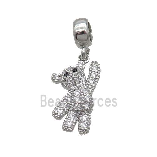 Copper Panda Pendant Pave Zircon Platinum Plated