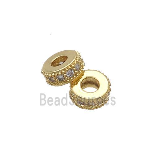 Copper Heishi Spacer Beads Pave Zircon Gold Plated