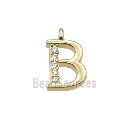 Copper Letter-B Pendant Pave Zircon Gold Plated