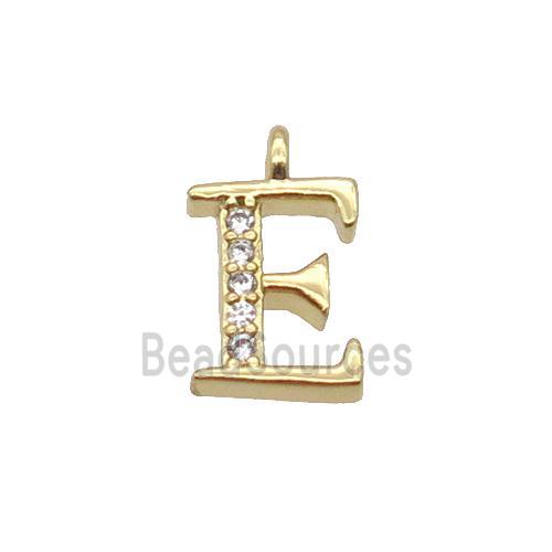 Copper Letter-E Pendant Pave Zircon Gold Plated