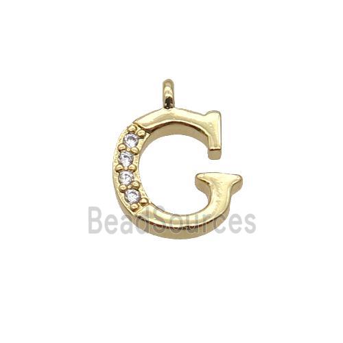 Copper Letter-G Pendant Pave Zircon Gold Plated