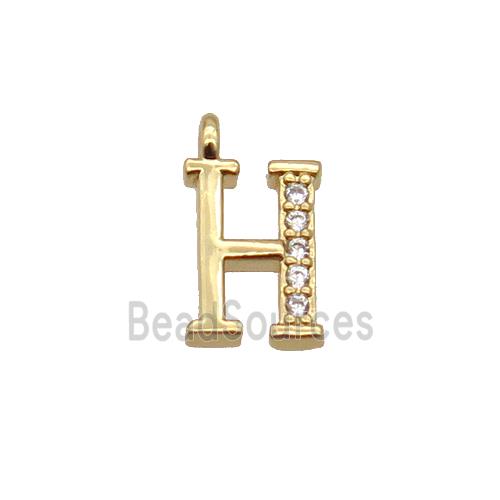 Copper Letter-H Pendant Pave Zircon Gold Plated