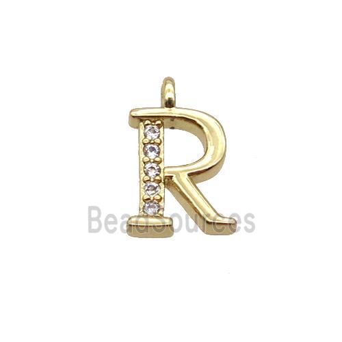 Copper Letter-R Pendant Pave Zircon Gold Plated