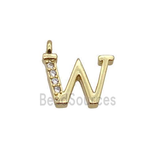 Copper Letter-W Pendant Pave Zircon Gold Plated