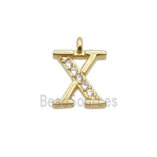 Copper Letter-X Pendant Pave Zircon Gold Plated