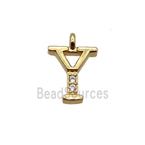 Copper Letter-Y Pendant Pave Zircon Gold Plated