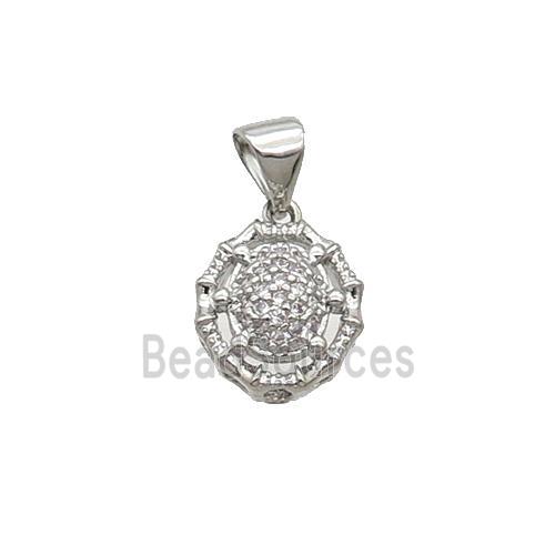 Copper Spider Pendant Pave Zircon Platinum Plated