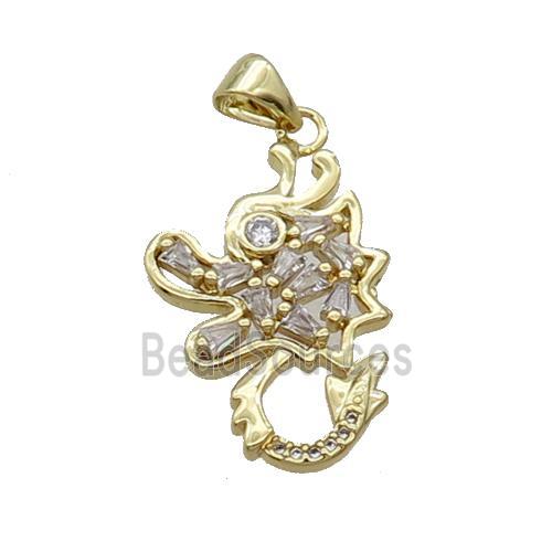 Copper Dragon Pendant Pave Zircon Gold Plated