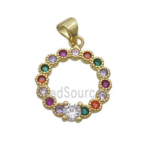 Copper Circle Pendant Pave Zircon Gold Plated