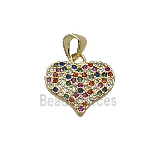 Copper Heart Pendant Pave Zircon Multicolor Gold Plated