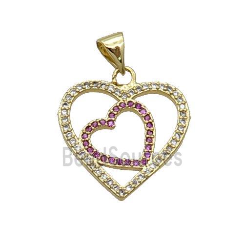 Copper Heart Pendant Pave Zircon Gold Plated